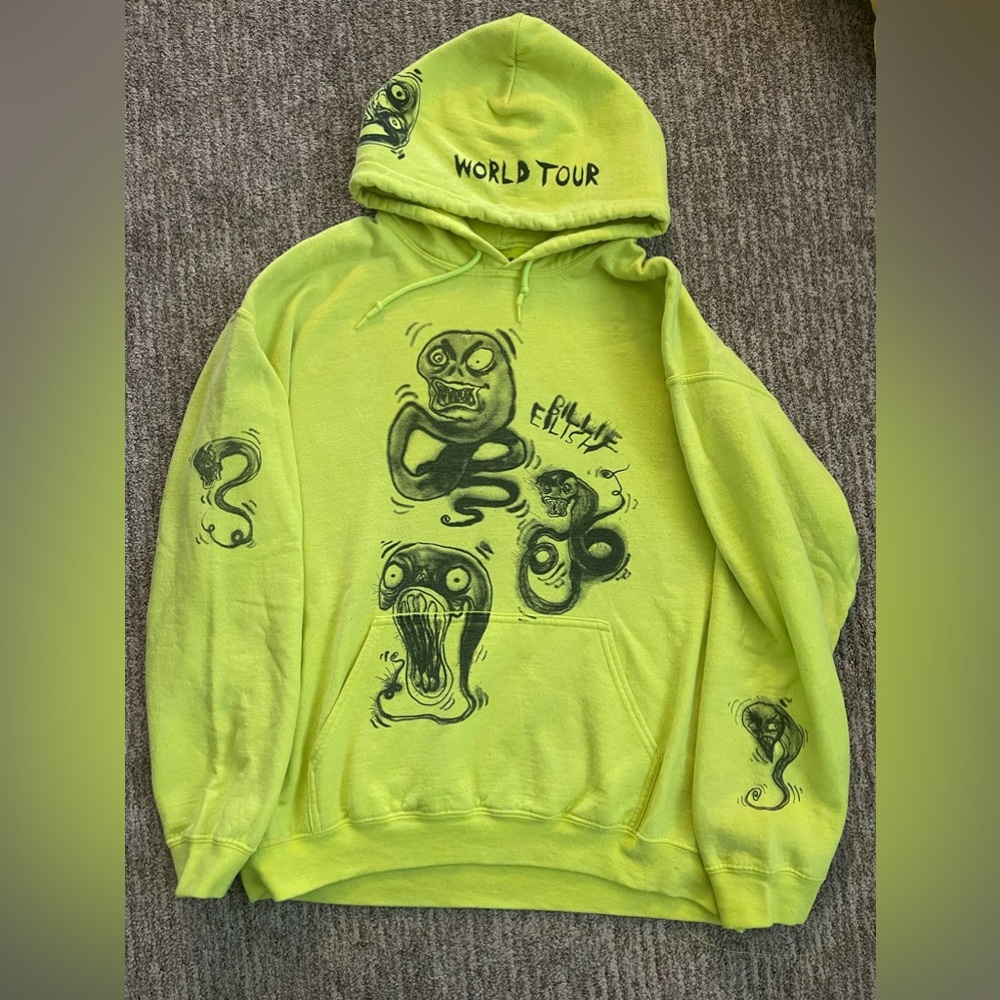Billie Eilish 2019 World Tour Hoodie Large Neon